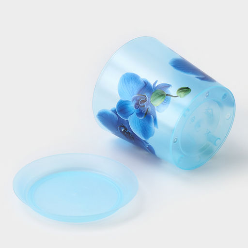 Цена за 2 шт. Горшок для орхидей с поддоном IDEA «Деко», 1.2 л, пластиковый, голубой