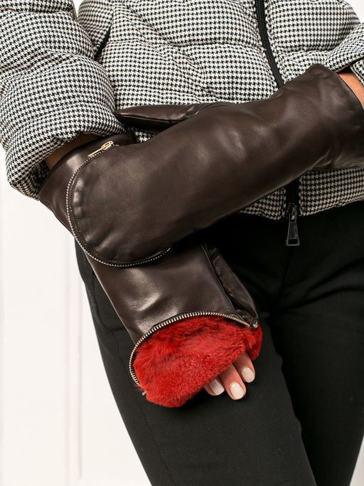 Рукавицы женские н/м крол IS129 d.brown - Eleganzza фото 2