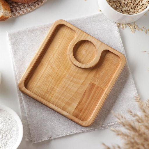 Менажница деревянная квадратная Доляна «Римини», 18×18×1,8 см, 2 секции, берёза, пропитана маслом