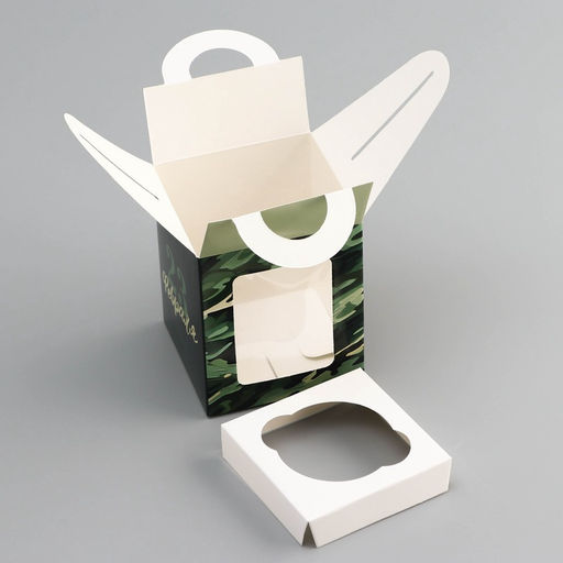 Цена за 5 шт. Коробка для 1 капкейка 23 февраля, 9.2?9.2?11.1 см