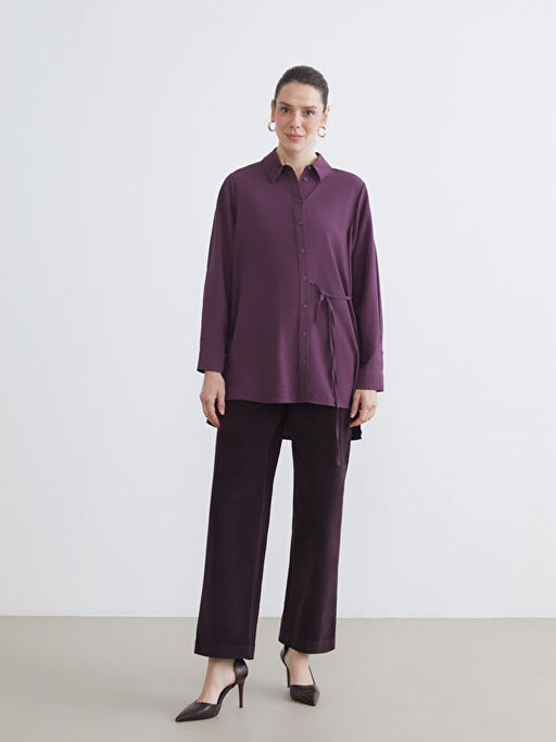 Standart Fit Kadife Kad?n Pantolon