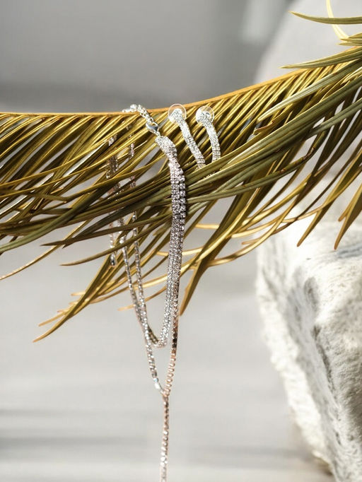 Набор 2 предмета: колье-чокер, серьги Блеск, белый в серебре