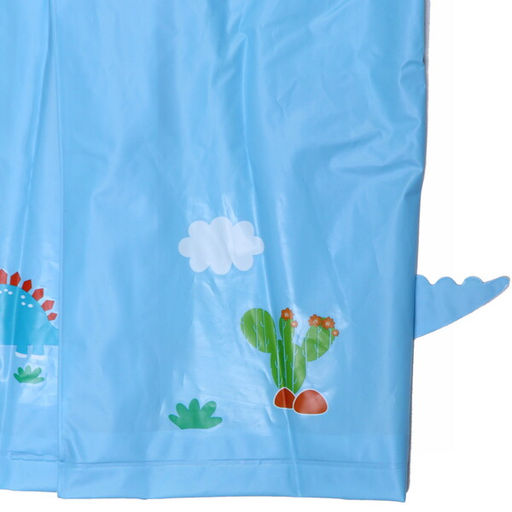 Дождевик-плащ детский "Рокки-Динозаврик" с капюшоном, рукава на резинке, цвет голубой, размер L(68*50см) ДоброСад