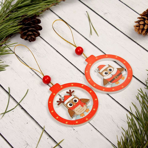 Елочная игрушка Совёнок в шаре, МИКС, односторонняя - Лесная мастерская фото 2