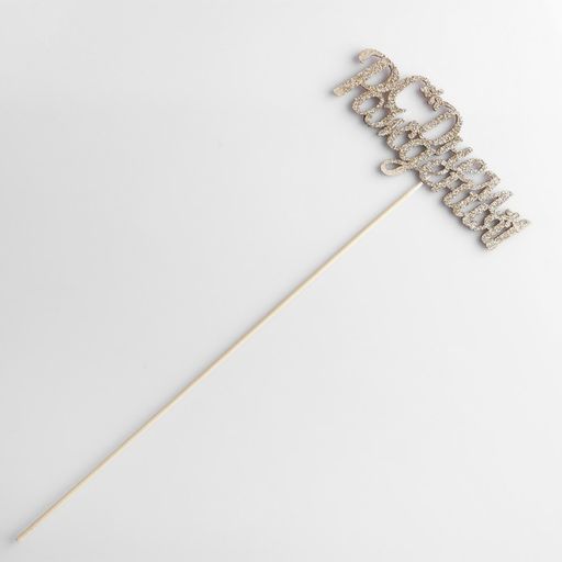 Цена за 10 шт. Топперы, золотой глиттер, со шпажкой, С днем рождения 13х5,4 см - Дарим красиво фото 3