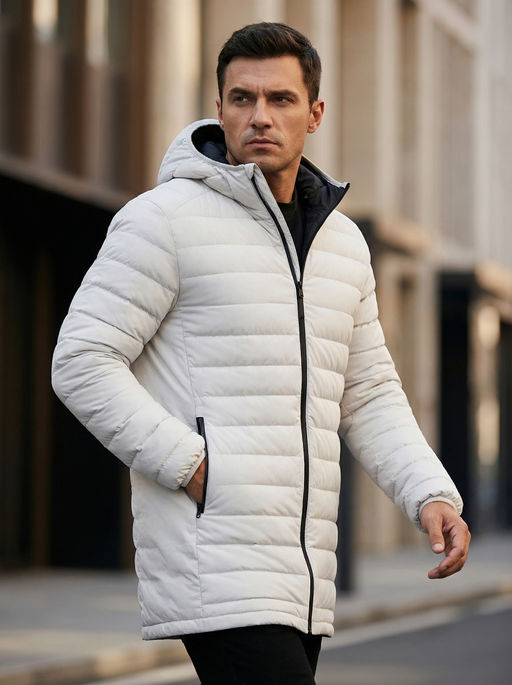 Куртка мужская удлинённая стёганая с капюшоном и графеновой подкладкой утеплитель тинсулейт - Valianly фото 93