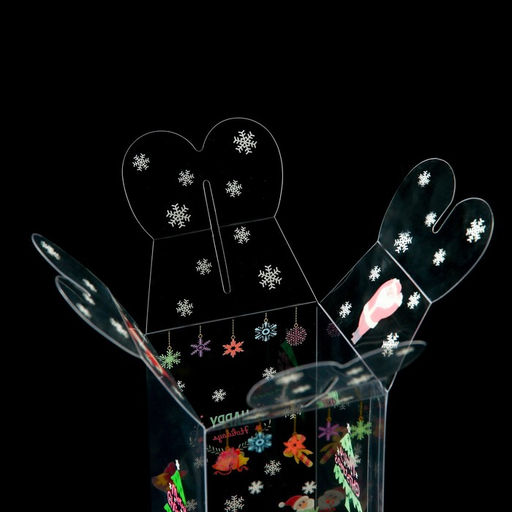 Цена за 5 шт. Коробка подарочная новогодняя складная ПВХ Веселый Дед Мороз 6?6?10 см