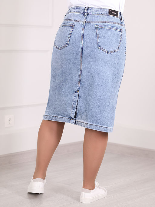 Юбка джинсовая миди классическая - Almond фото 5