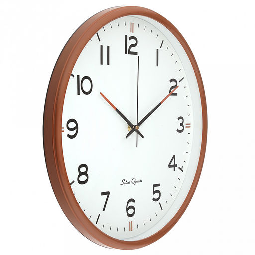 Часы настенные Авангард д37,5см, h5,5см, мягкий ход, циферблат белый; цифры арабские, черный; корпус пластик, коричневый под дерево; в коробке (Китай) - Домашняя мода фото 2