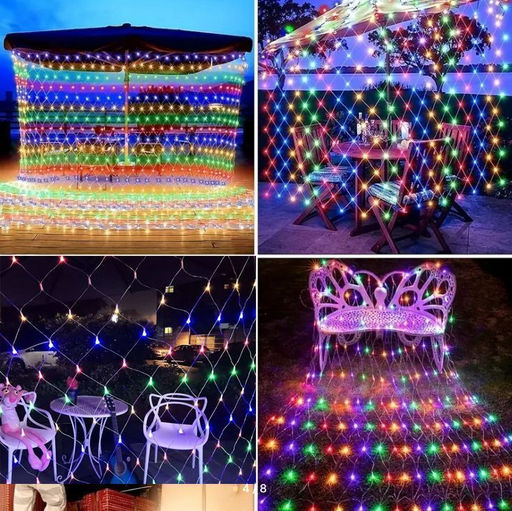 Занавес сетка 320Led, 3х2м ,МИКС,8 режимов,прозрачный провод.