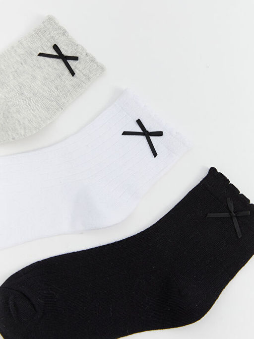 Fiyonk Detayl? K?z ?ocuk Soket ?orap 3l?