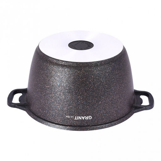 Кастрюля с антипригарным покрытием 6л, д28см "Granit Ultra", h15,5см, стеклянная жаропрочная крышка, ручка из термостойкого пластика, голубой гранит (Россия) - можно использовать металлические кухонные принадлежности