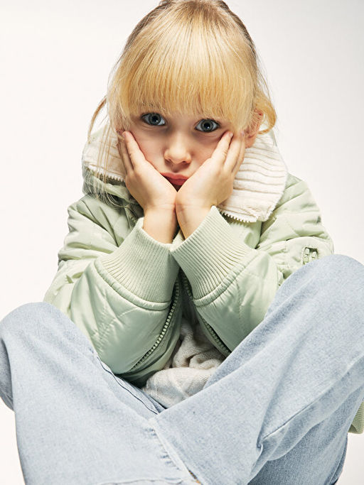 Kap??onlu Kapitone Desenli K?z ?ocuk Mont - Waikiki фото 3