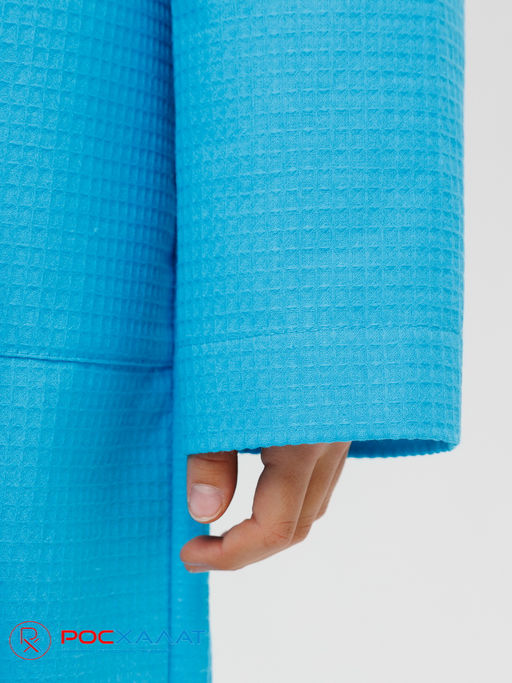 Подростковый вафельный халат с капюшоном бирюзовый В-18 (14) - Росхалат фото 11