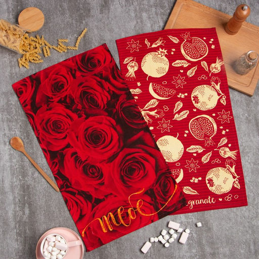 Набор кухонных полотенец Доляна. Для тебя, 2 шт., 35?60 см, красные