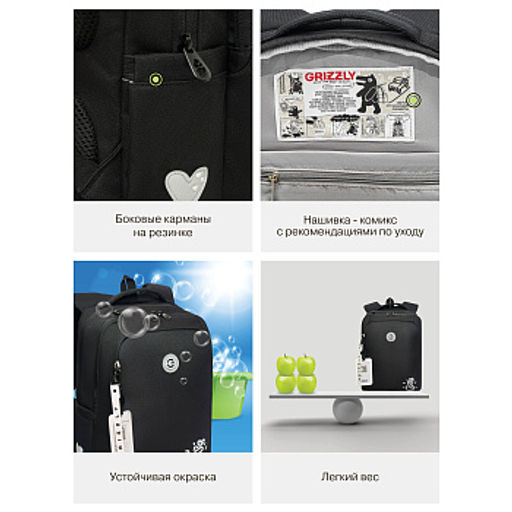 RG-666-2 Рюкзак школьный с картхолдером на держателе - Grizzly фото 18