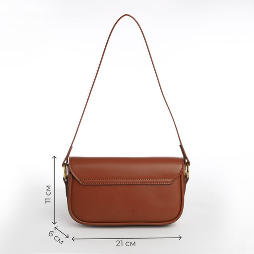 Сумка женская багет TEXTURA на молнии, 21×6×11 см, коричневая