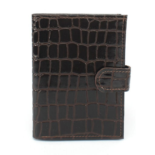 Обложка для авто+паспорт-Croco-ВП-1032 (с хляст, 5 внут карм, двойн стенка) натуральная кожа коричнневый крокодил (238) 265284