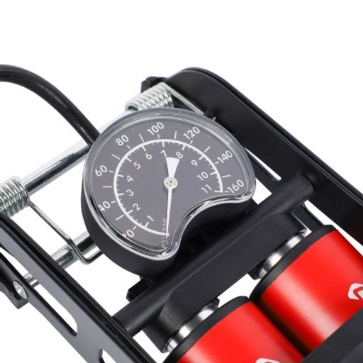 Насос ножной с манометром COMIRON FUJIN 2, стальная рама, алюминиевый цилиндр Presta-Schrader-Dunlop, 8,3 бар. Два поршня. /уп 10 - ГалеонТрейд фото 5