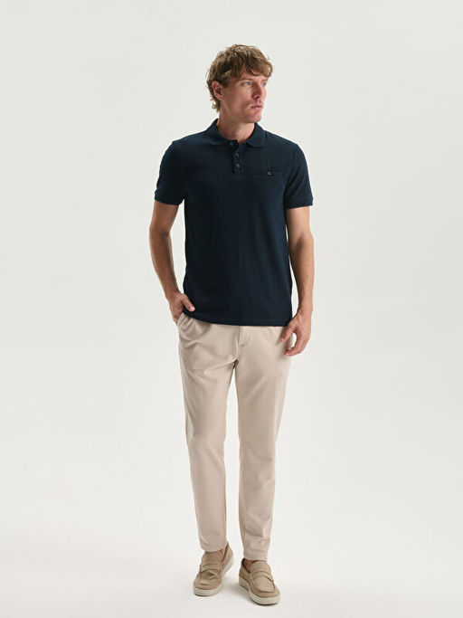 Polo Yaka K?sa Kollu Penye Erkek Ti??rt