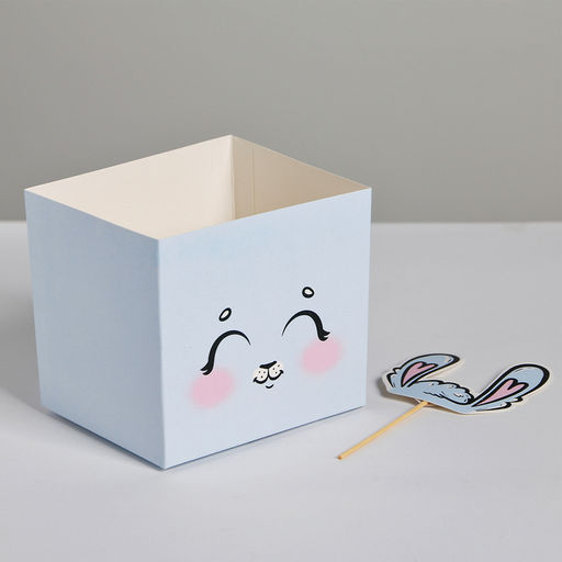 Коробка для цветов с топпером «Зайчик», 11×12×10 см