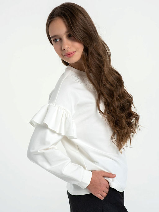 Молочный школьный свитшот Mooriposh, модель 1616  фото 3