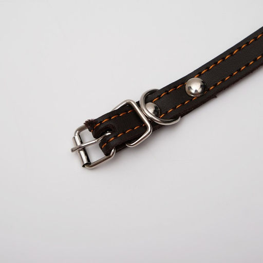 Ошейник кожаный однослойный с рифлеными люверсами, 35х1,2 см, ОШ 10-28 см, безразмерный, микс цветов - Пижон фото 3