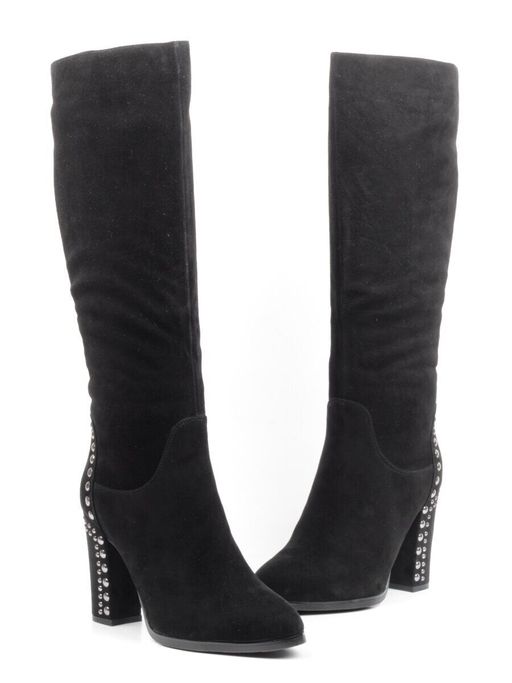 02-13R-01Y1-Q732F BLACK Сапоги женские (натуральная замша, натуральный мех (евромех)) - Фабричный китай фото 15