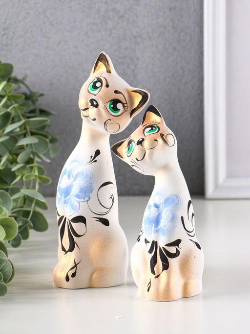 Набор фигурок керамика Love Коты ушастые, 2 шт., в цветочек, 13?6?17 см