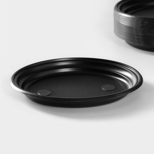 Цена за 100 шт. Тарелка одноразовая, d=20.5 см, пластик, чёрная - Simaland фото 8