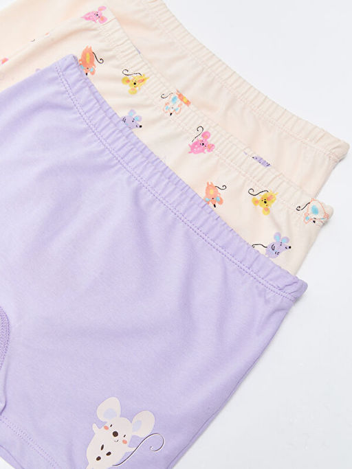 Bask?l? Pamuklu K?z ?ocuk Boxer 3l? - Waikiki фото 3