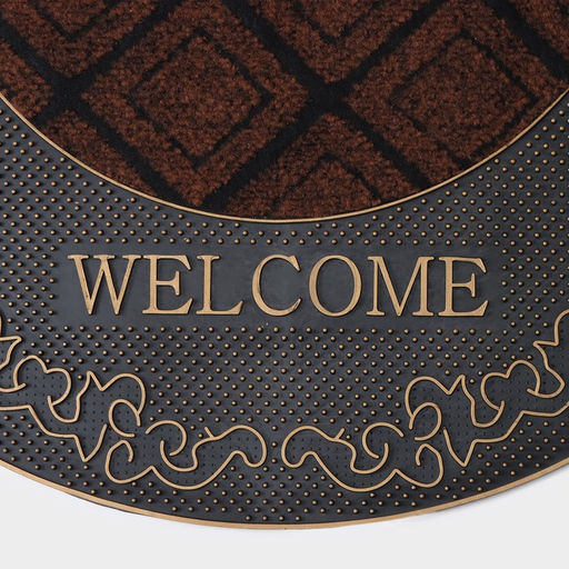 Коврик придверный полукруглый Доляна «Welcome», 44×74 см, узорный