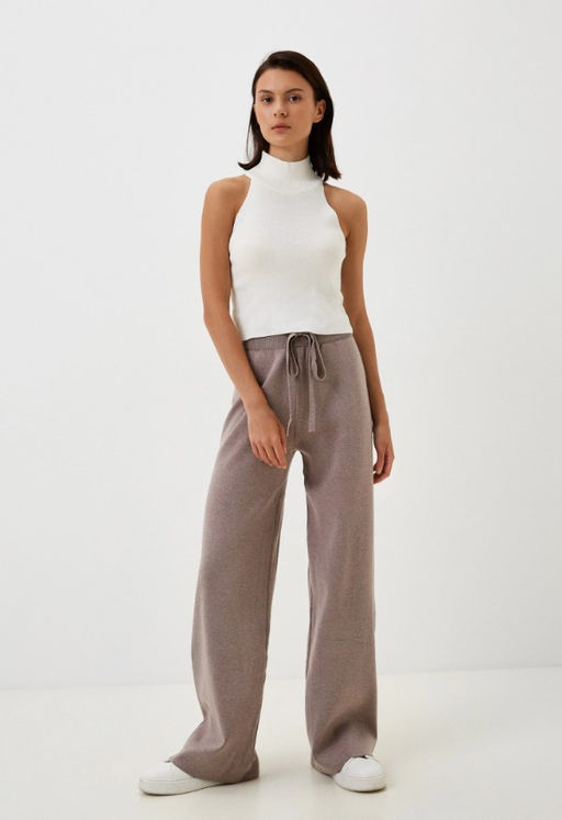 K13199 Брюки палаццо (вязаный трикотаж) КОРИЧНЕВЫЙ