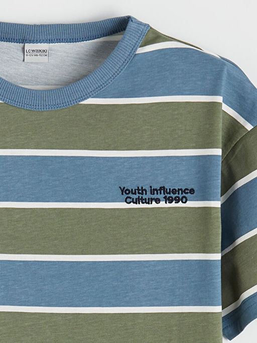 Bisiklet Yaka ?izgili Erkek ?ocuk Ti??rt