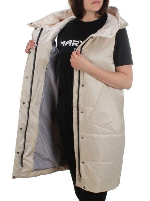 M001 BEIGE Жилет женский демисезонный (100 гр. синтепон) - Фабричный китай фото 7