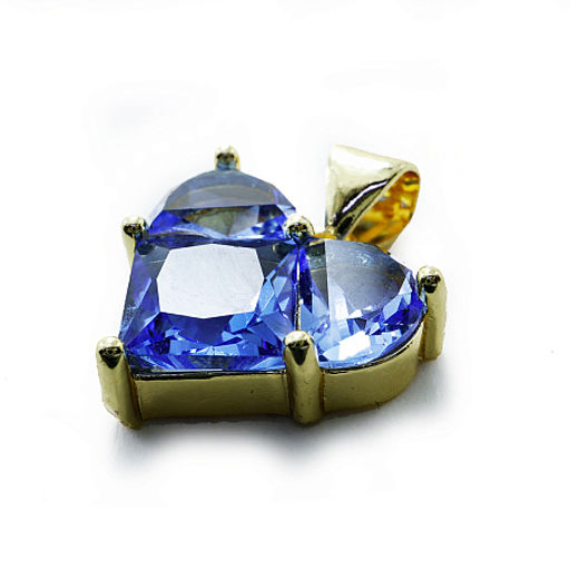 Подвеска Сердечко Лазурное-gold чешское стекло с алмазной огранкой