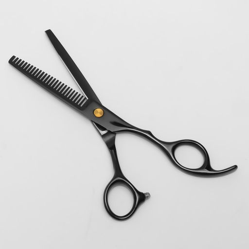 Ножницы филировочные с упором Premium, загнутые кольца, лезвие 6 см, цвет чёрный - Queen fair фото 3