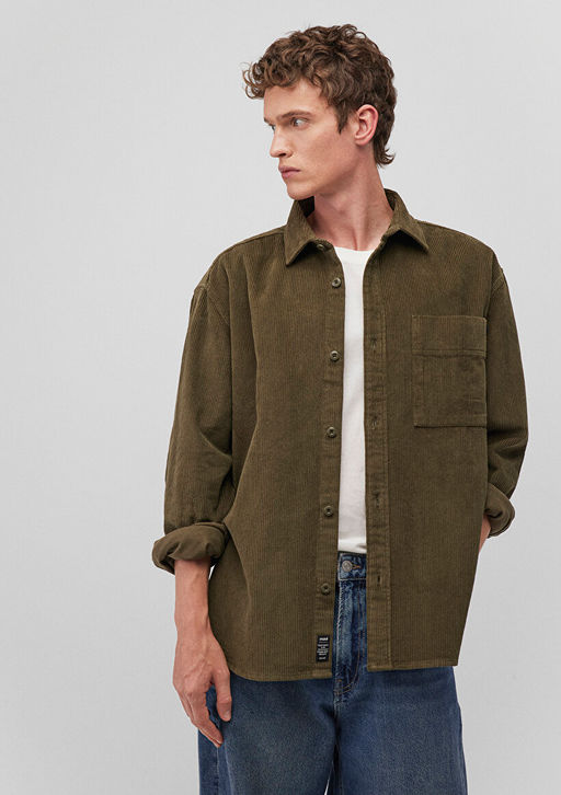 Haki Kadife Gomlek - Mavi фото 2