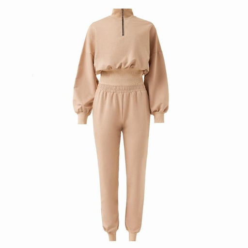 Костюм женский (свитшот, брюки) MINAKU: Casual Collection, размер 44, бежевый