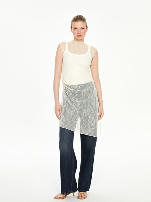 Asimetrik Kesim Dantel Kad?n Tunik