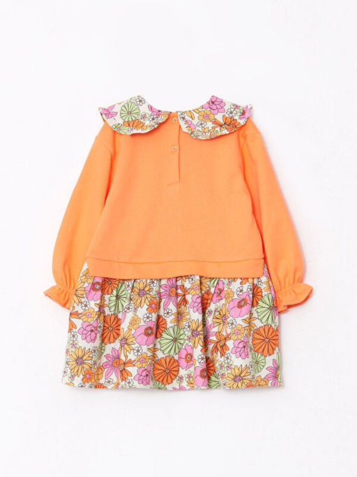 Bebe Yaka Uzun Kollu Bask?l? K?z Bebek Elbise - Waikiki фото 2