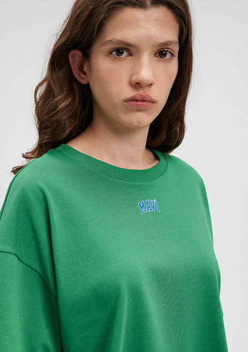 Mavi Logo Bask?l? Yesil Crop Tisort  фото 5