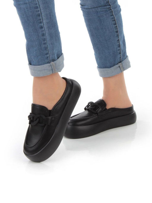 07-DJ45-2 BLACK Лоферы женские без задника (натуральная кожа) - Фабричный китай фото 2