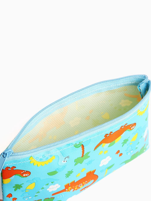 Цена за 3 шт. Косметичка-пенал на молнии, плоская, с рисунком Динозавры, голубая - Simaland фото 3