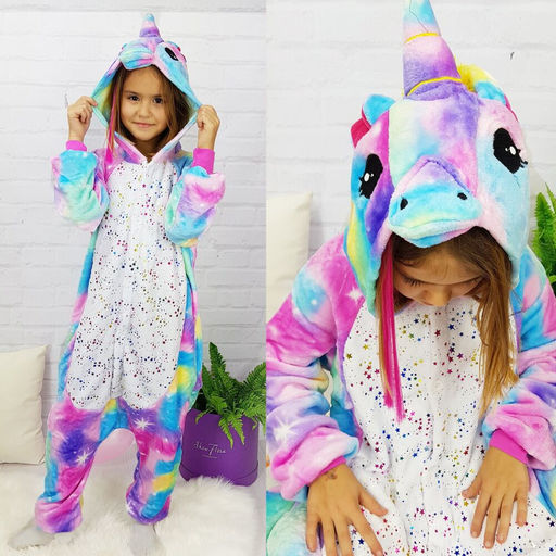 Пижама кигуруми Единорог с блестками (детская)