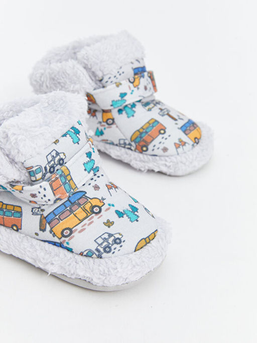 Bask?l? C?rt C?rtl? Erkek Bebek Y?r?me ?ncesi Ev Ayakkab?s?