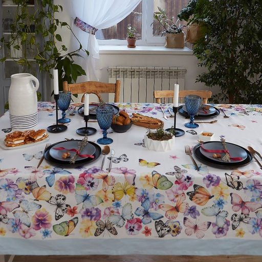 Скатерть Этель. Бабочки, 110?147 см, 100% хлопок, репс 210 г/м?