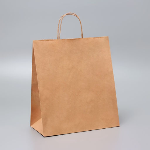 Цена за 25 шт. Пакет крафт без печати, крученая ручка, 28×15×32 см