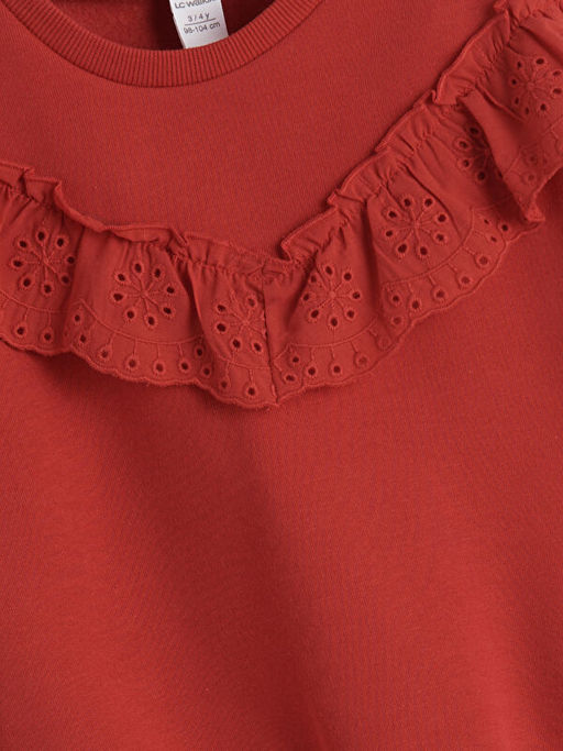 Bebe Yaka Bask?l? Uzun Kollu K?z ?ocuk Sweatshirt