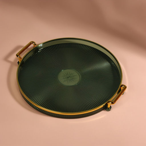 Подставка для хранения GREEN, d=27×3.4 см, цвет зелёный, золотистый